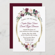 Encantador Boda floral Gold Burgundy Rubor