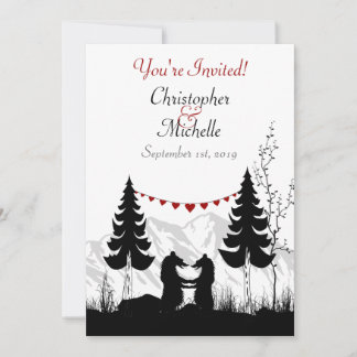 Invitación Encantador Boda Pareja de oso de Montaña de Silhou
