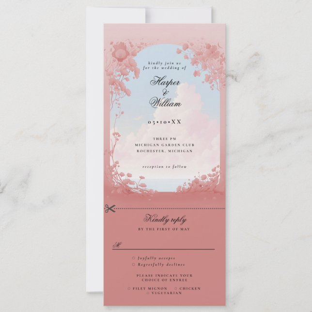 Invitación Encantador boda todo en uno (Anverso)