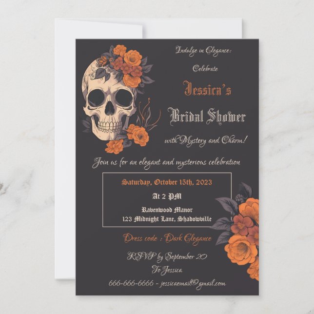 Invitación Encantador Bouquet Naranja en cráneo (Anverso)