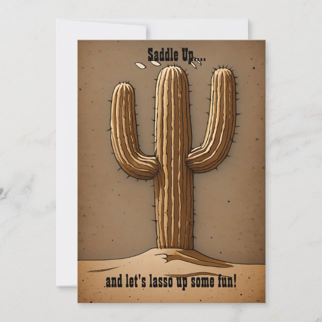 Invitación Encantador Cactus Vintage (Anverso)