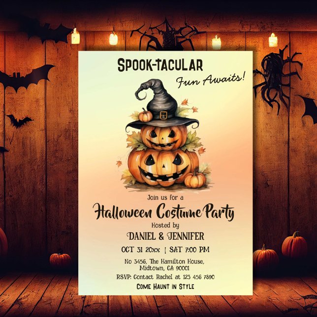 Invitación Encantador Calabaza Gorra de Brujas linda fiesta d (Subido por el creador)