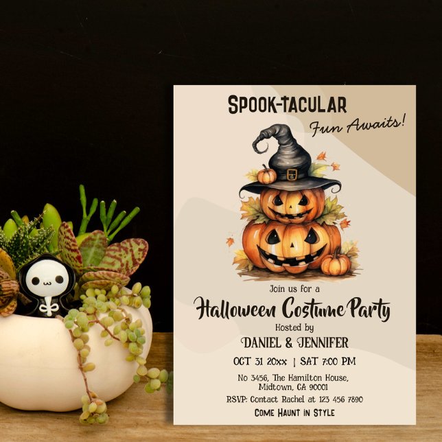 Invitación Encantador Calabaza Gorra de Brujas linda fiesta d (Subido por el creador)