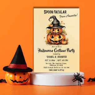 Invitación Encantador Calabaza Gorra de Brujas linda fiesta d
