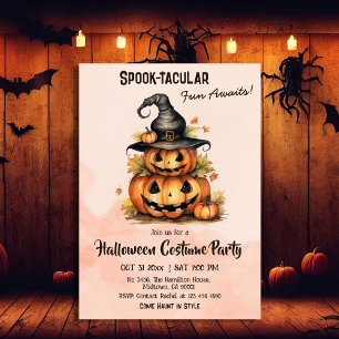 Invitación Encantador Calabaza Gorra de Brujas linda fiesta d