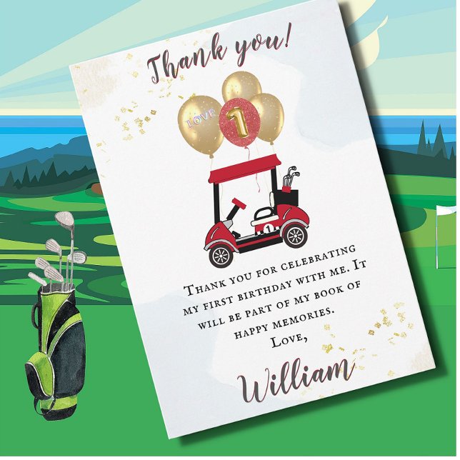 Invitación Encantador carrito de golf Primer cumpleaños (Subido por el creador)