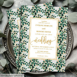 Invitación Encantador cazador Boda del oro verde Eucalyptus