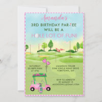 Encantador Chica Rosa Golf Tercer Cumpleaños Par-T