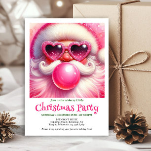 Invitación Encantador chicle rosa de Santa acuarela Navidad 