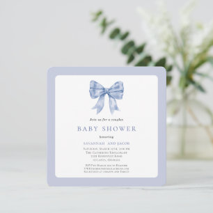Invitación Encantador Cinta Azul Bow Boy Parejas Baby Shower