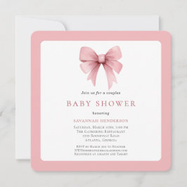 Invitación Encantador Cinta Rosa Bow Parejas Chicas Baby Show