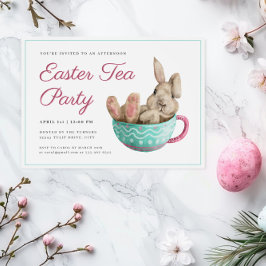 Invitación Encantador conejito Fiesta de té de Pascua en una 