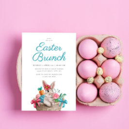 Invitación Encantador Conejo de Brunch de Pascua y Cesta de F