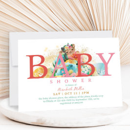 Invitación Encantador de las fantásticas letras rosas, ducha 