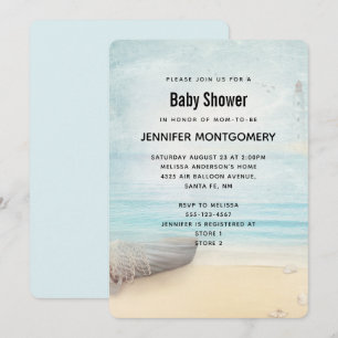 Invitación Encantador escenario de playa con ducha de agua y