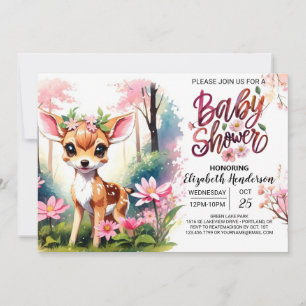 Invitación Encantador Fawn Chica Baby Shower