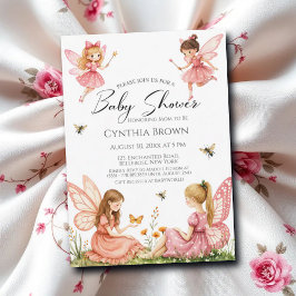 Invitación Encantador Fe Rosa Woodland Baby Shower