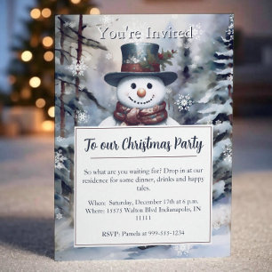 Invitación Encantador Fiesta de la Selva de Invierno con Acua