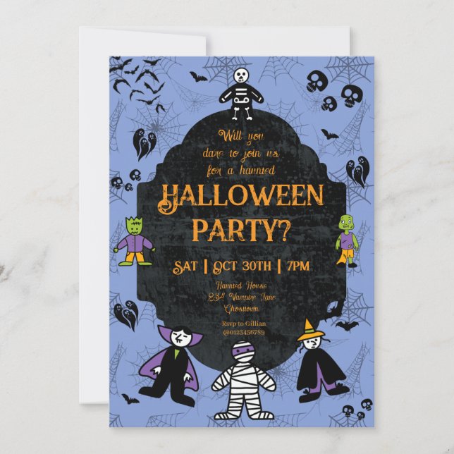Invitación Encantador Fiesta de personajes de Halloween (Anverso)