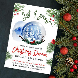 Invitación Encantador Globo de Nieve de Navidad en Acuarela A