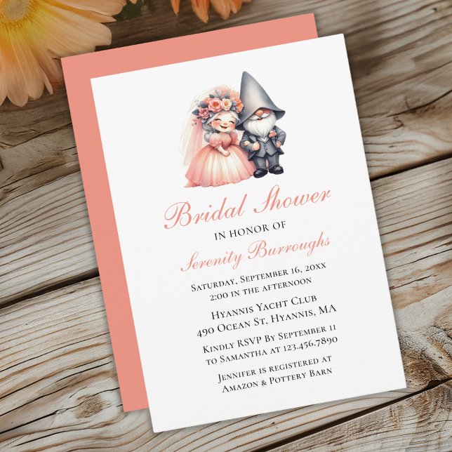 Invitación Encantador Gnome Naranja Woodland Bridal Shower (Subido por el creador)