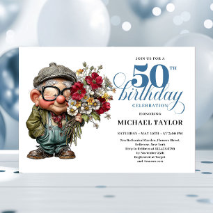Invitación Encantador Hombre Caprichoso Cumpleaños 50 Humor D