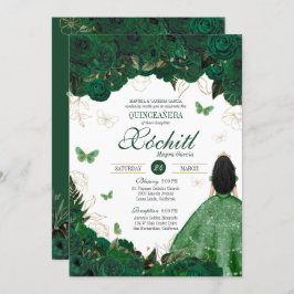 Invitación Encantador Jardín de Mariposa Verde Esmeralda Quin