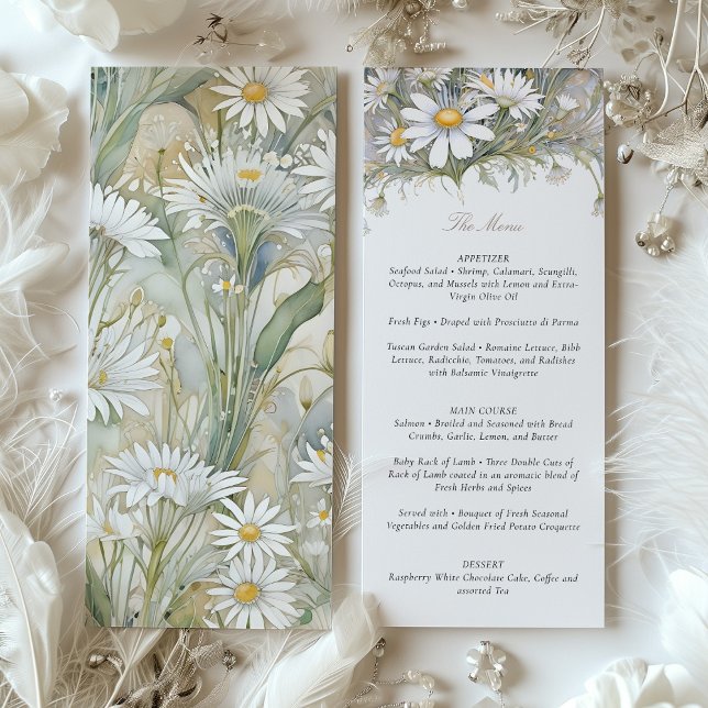 Invitación Encantador menú Boda de margarita Delicada Pastel (Subido por el creador)