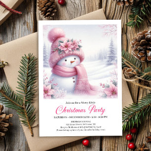 Invitación Encantador muñeco de nieve rosa editable invitació