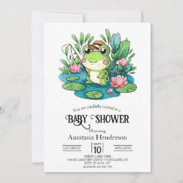 Invitación Encantador Pastel Frog Baby Shower