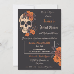 Invitación Encantador ramo naranja en calavera de crema