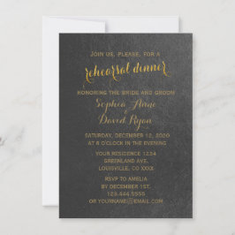 Invitación Encantador Relieve metalizado dorado Boda negro en