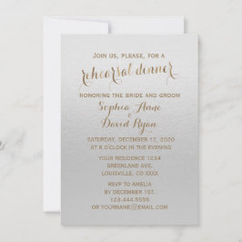 Invitación Encantador Relieve metalizado dorado Gris Boda ens
