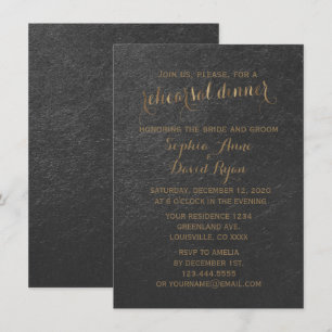 Invitación Encantador Relieve metalizado dorado Gris Boda ens
