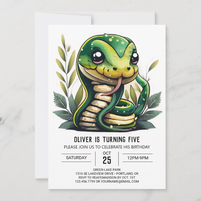 Invitación Encantador Reptile Realm Cumpleaños (Anverso)