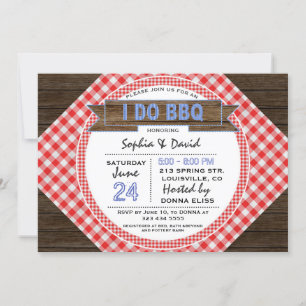 Invitación Encantador Rústico Gingham I DO BBQ Parejas Ducha