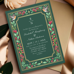 Invitación Encantador Verde Boda Jardín Botánico Floral