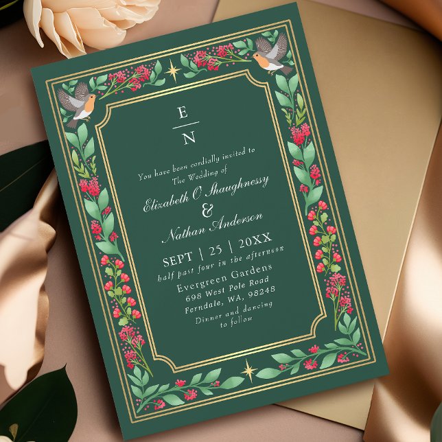 Invitación Encantador Verde Boda Jardín Botánico Floral (Subido por el creador)