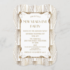 Invitación Encantador viejo Hollywood Blanco Gran Gatsby Año 
