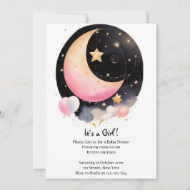 Invitación Encantador Watercolor Moon & Stars Baby Shower