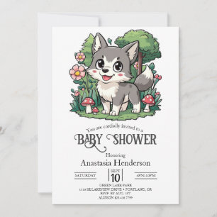Invitación Encantador Wolf Baby Shower Digital