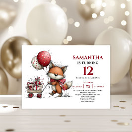 Invitación Encantador zorro caprichoso estilo animal cumpleañ