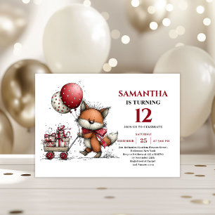 Invitación Encantador zorro caprichoso estilo animal cumpleañ