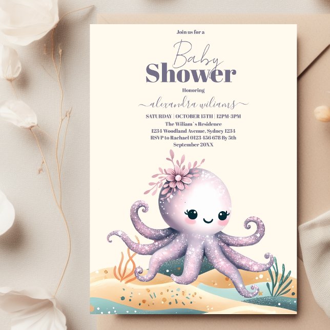 Invitación Encantadora acuarela bajo el mar Baby Shower (Subido por el creador)