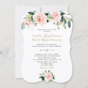 Invitación Encantadora acuarela Rubor Cream Flowers Boda