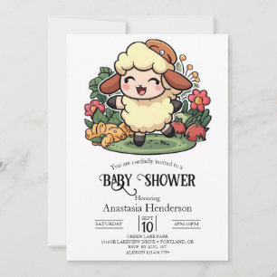 Invitación Encantadora Baby Shower de Ovejas de Cottagecore