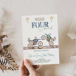Invitación Encantadora Bicicleta Sucia de Gemelos 4 Invitació