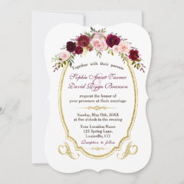 Invitación Encantadora Boda de Caída Floral de Borgoña Marsal