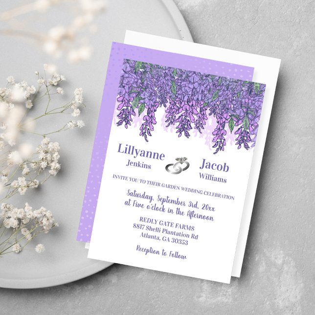 Invitación Encantadora Boda de Jardín de Wisteria (Subido por el creador)
