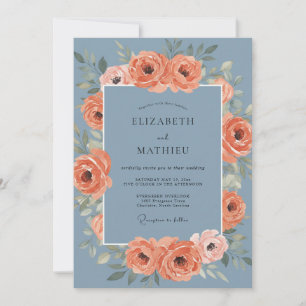 Invitación Encantadora boda de primavera azul polvoriento